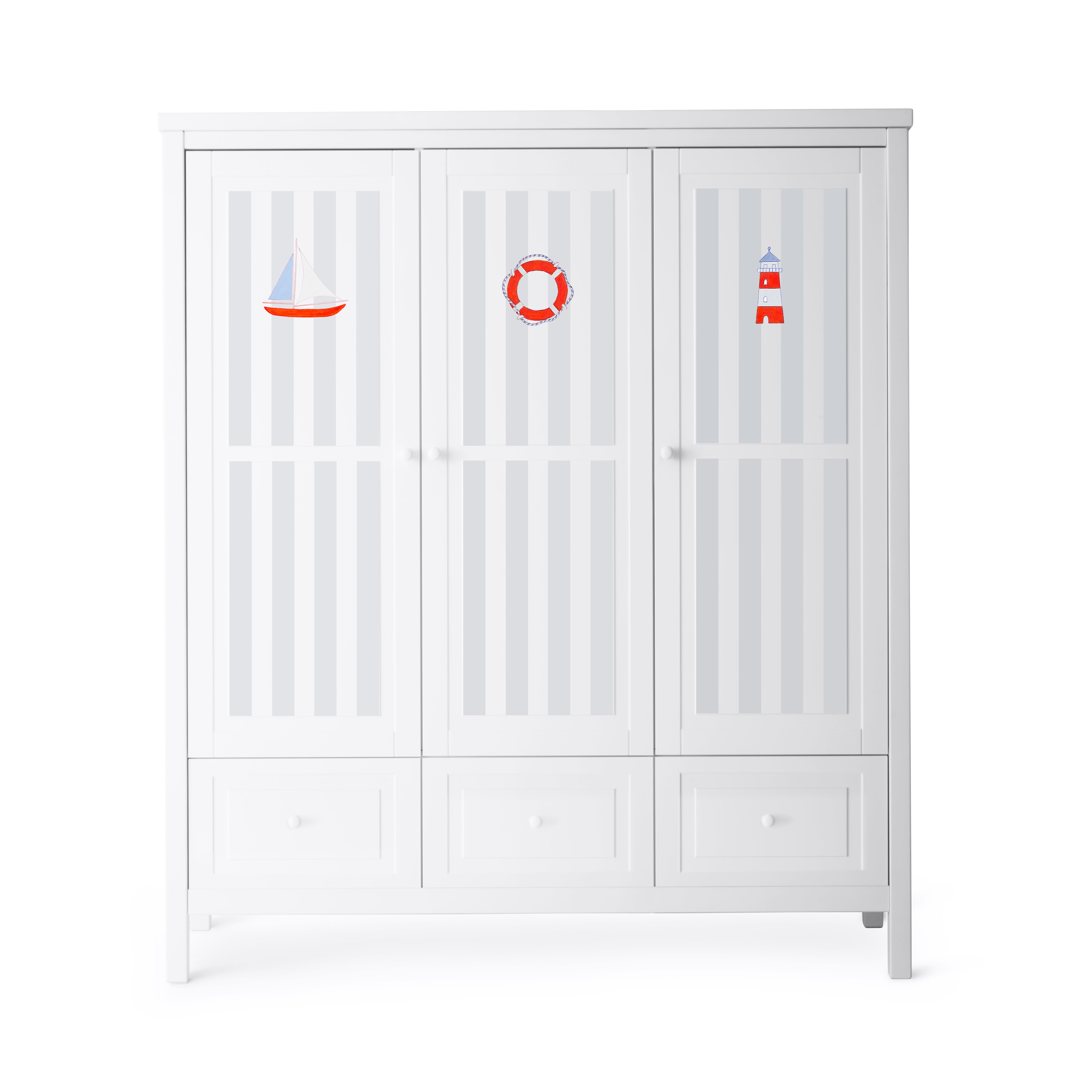 Armoire 3 portes blanche peinte à la main