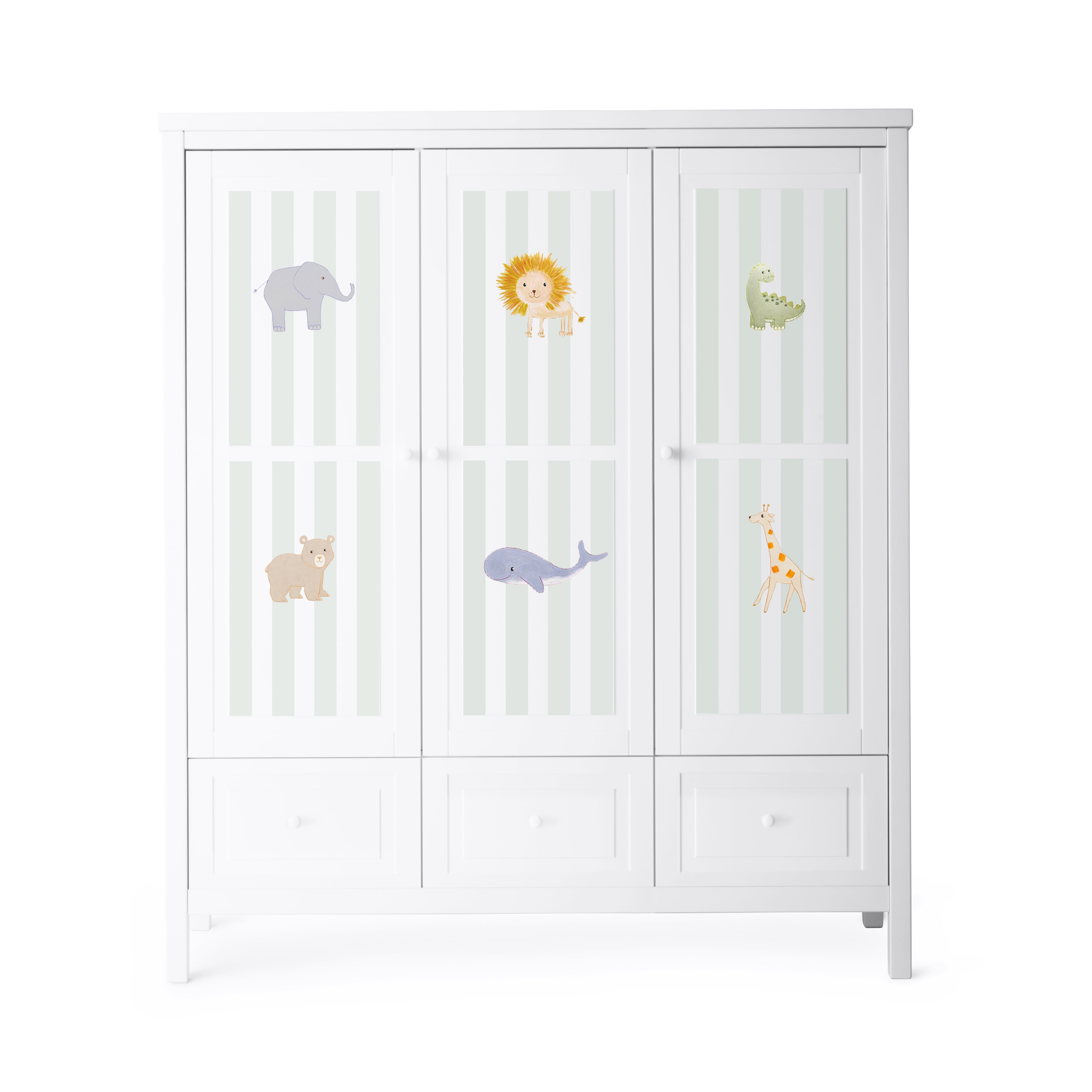 Armoire 3 portes blanche peinte à la main