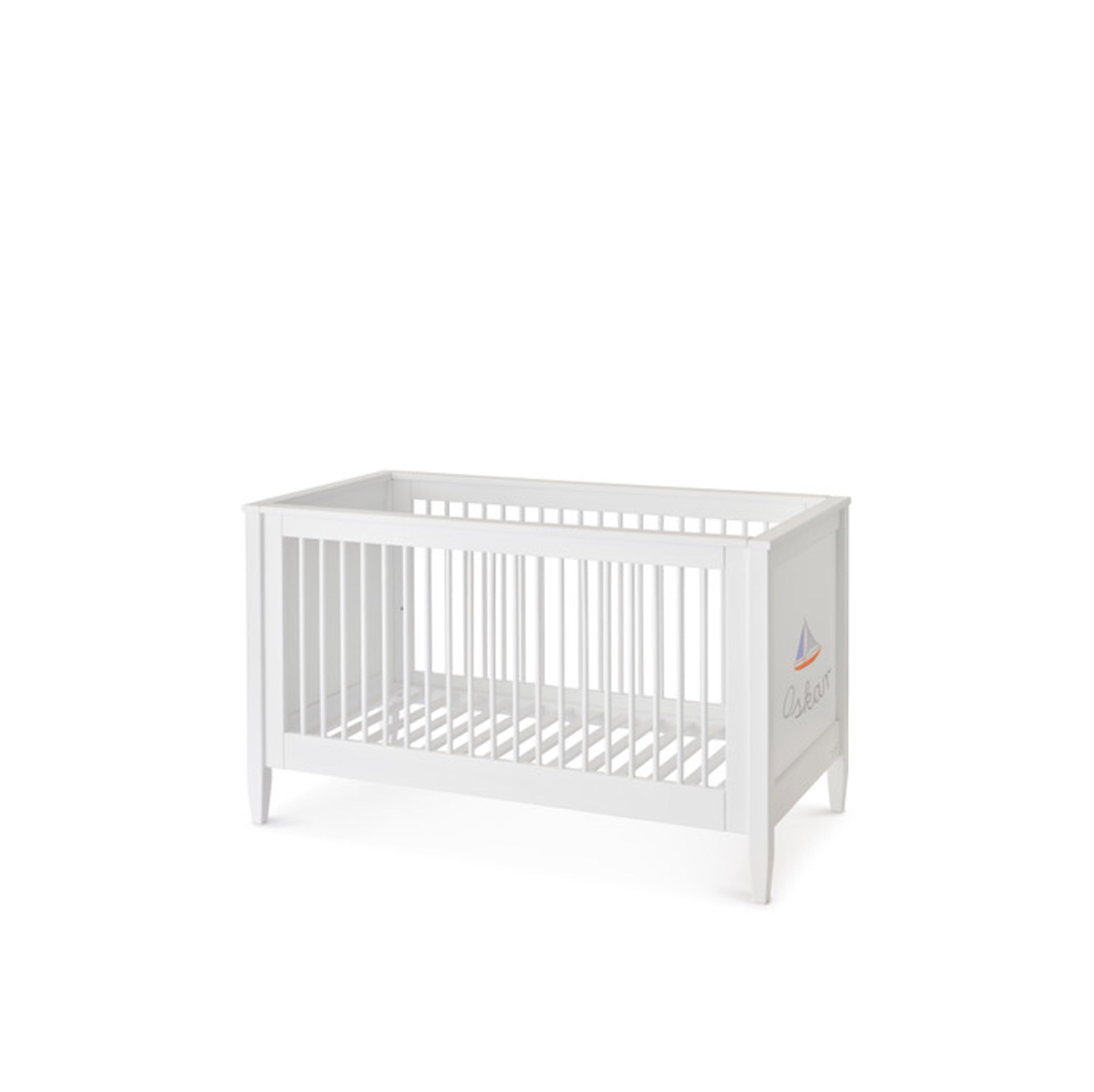 Babybett Weiss-Handbemalt