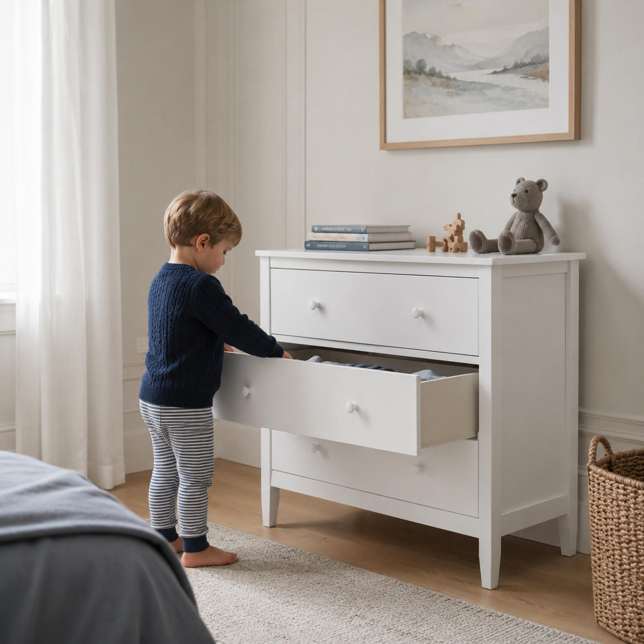 Chest of Drawers White-Handpainted