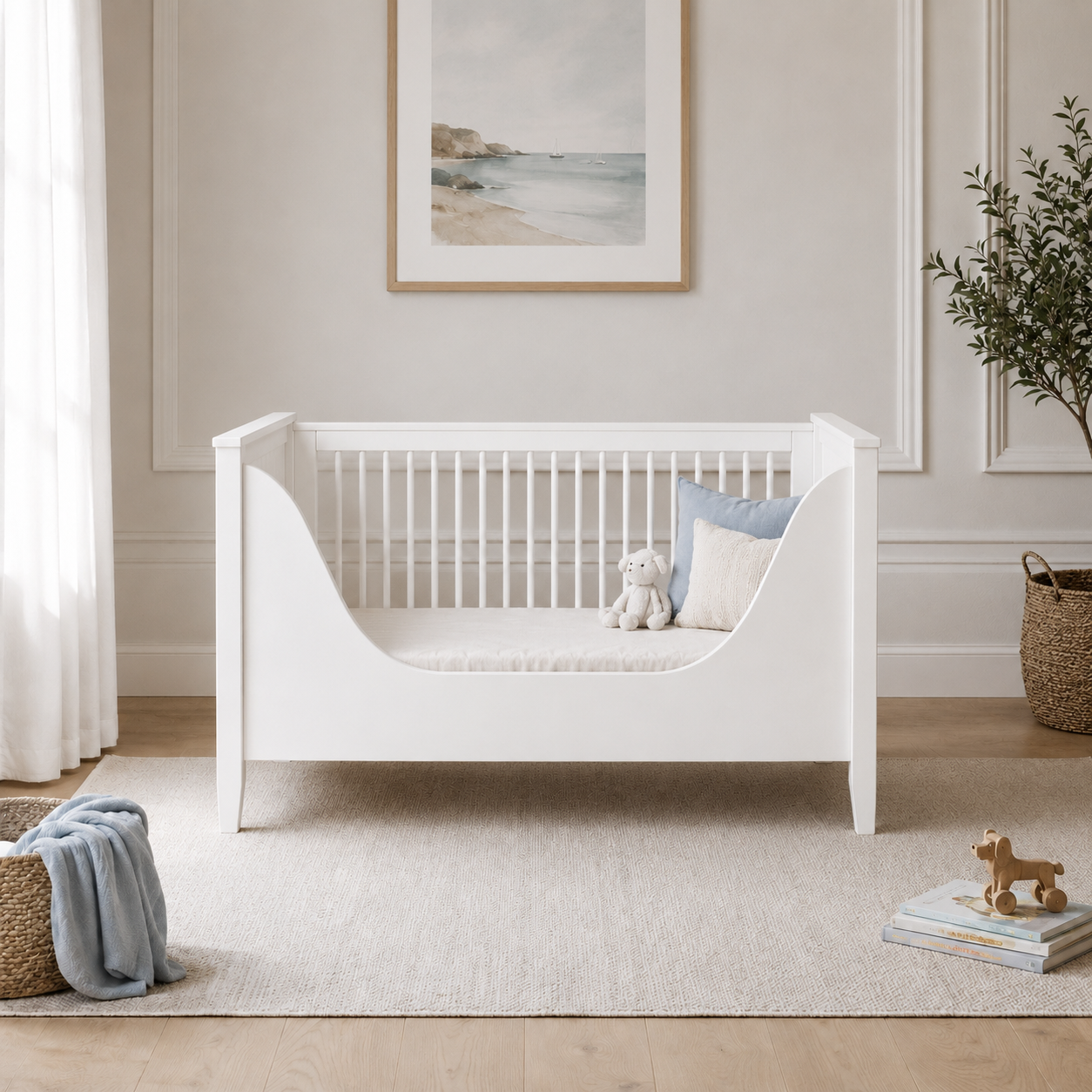 Babybett Weiss-Handbemalt