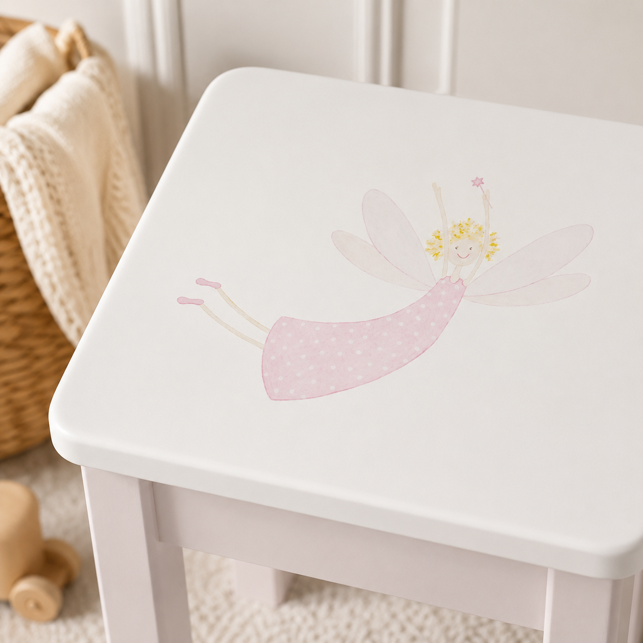 Kinderhocker Rosa-Handbemalt
