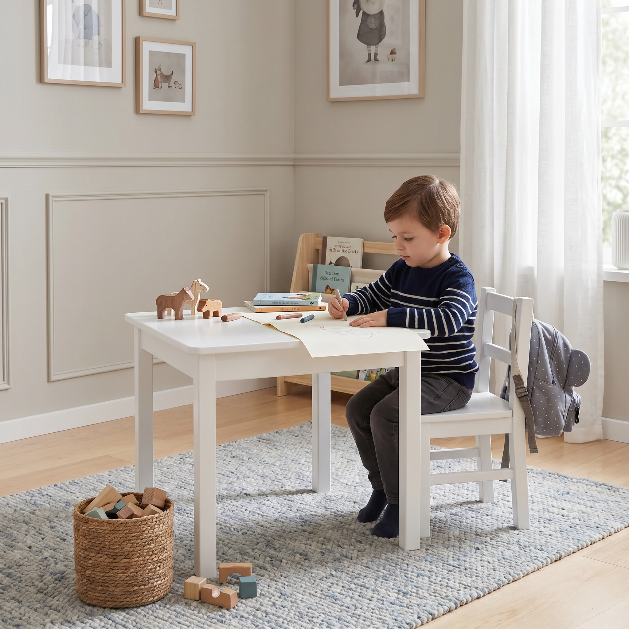Kindertisch Weiss-Handbemalt
