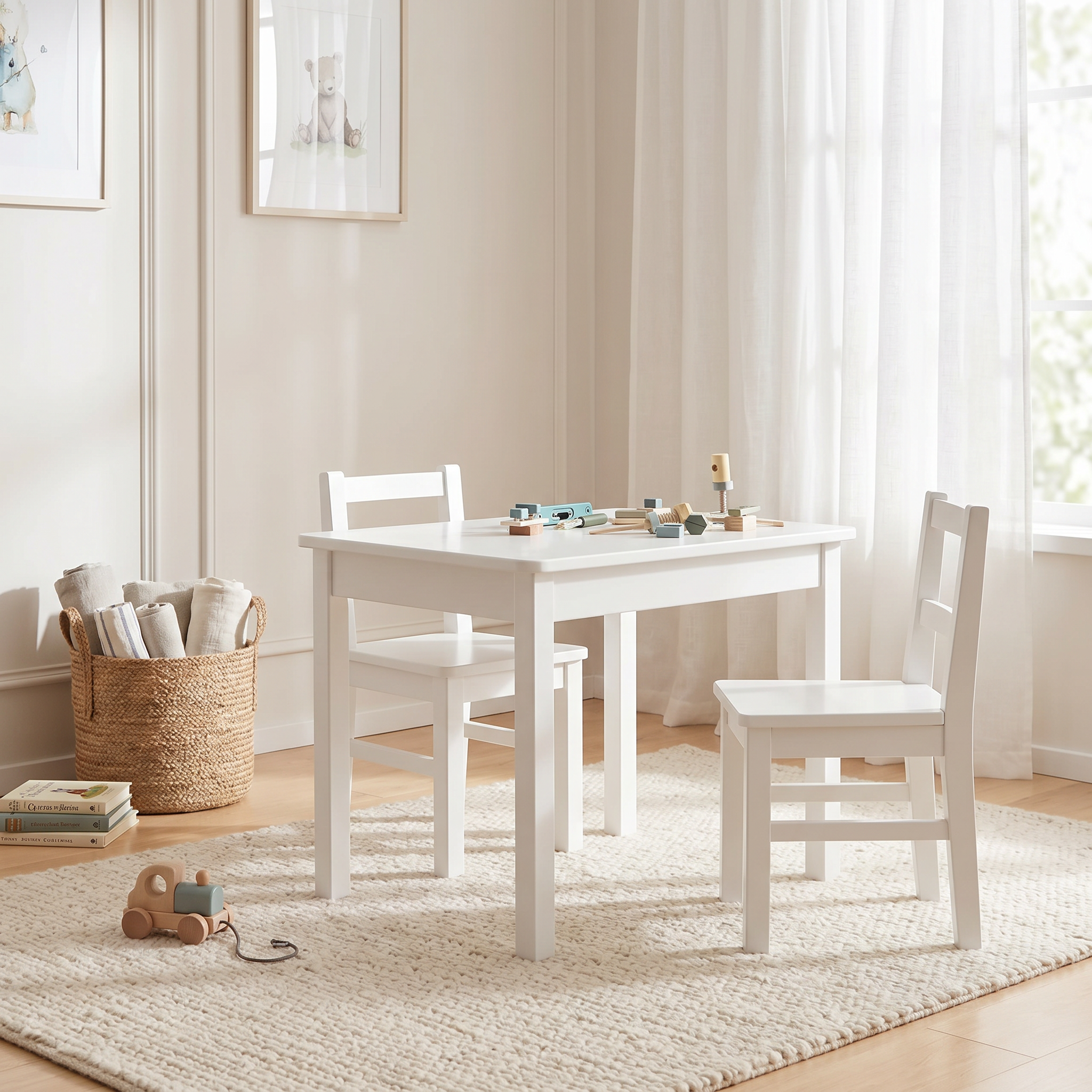 Kindertisch Weiss-Handbemalt