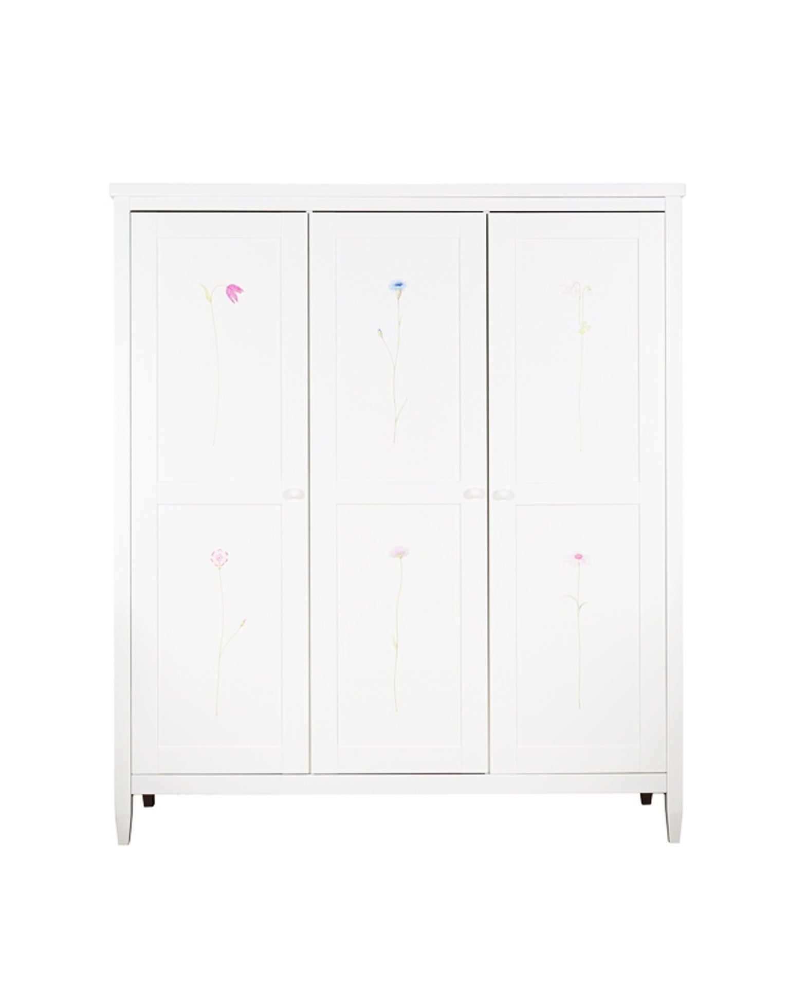 Wardrobe 3-door white-hand-painted