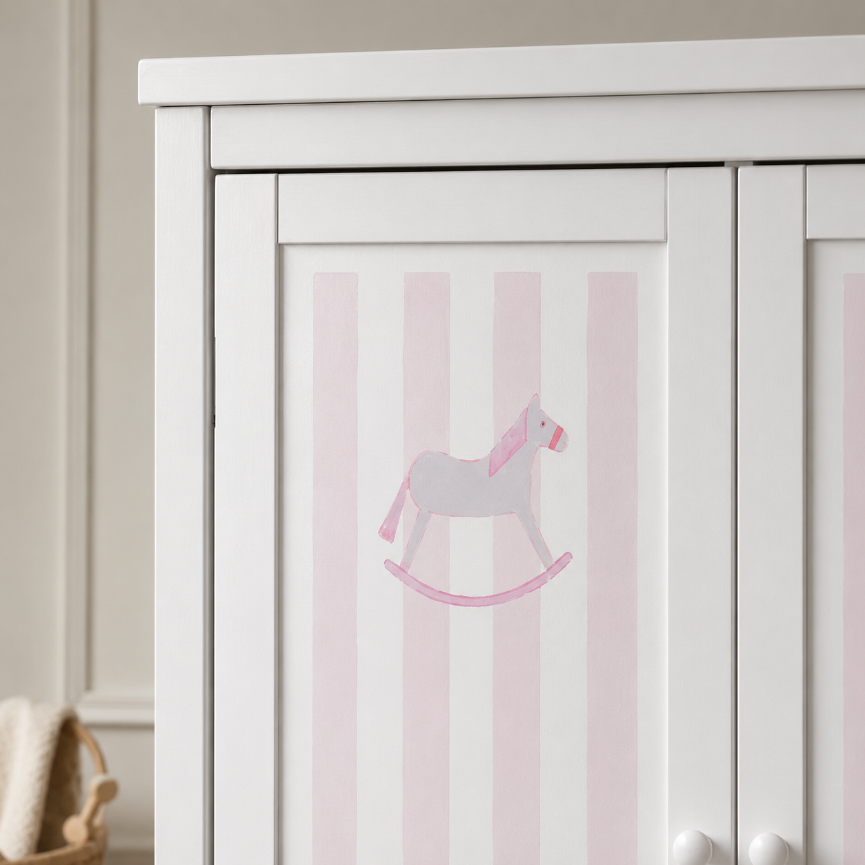 Wardrobe 2-door white-hand-painted