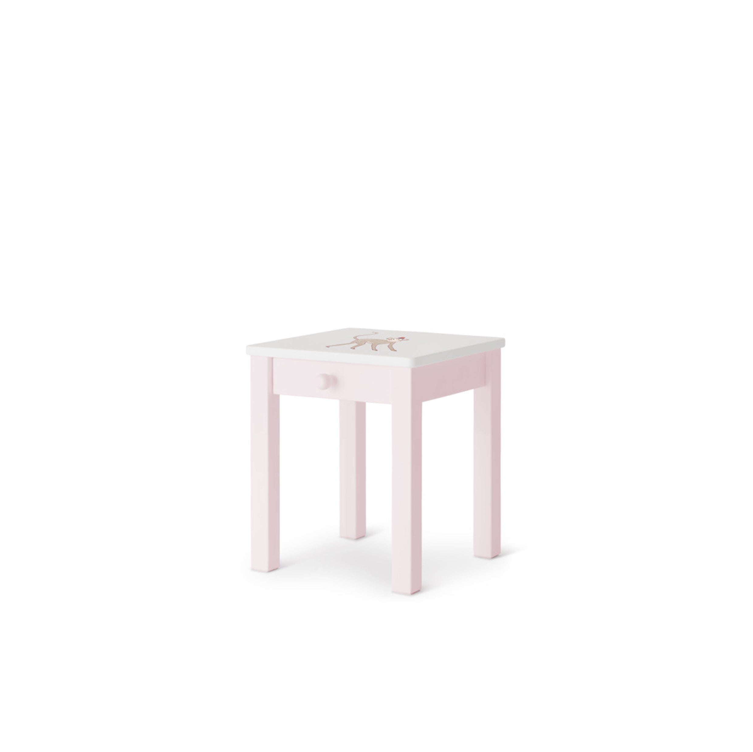 Nachttisch Rosa-Handbemalt mit Schublade