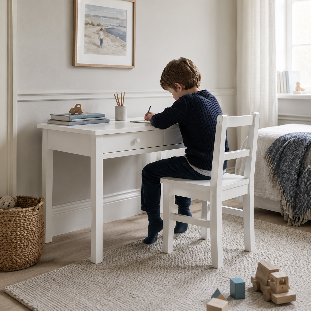 Desk Low White-Handpainted