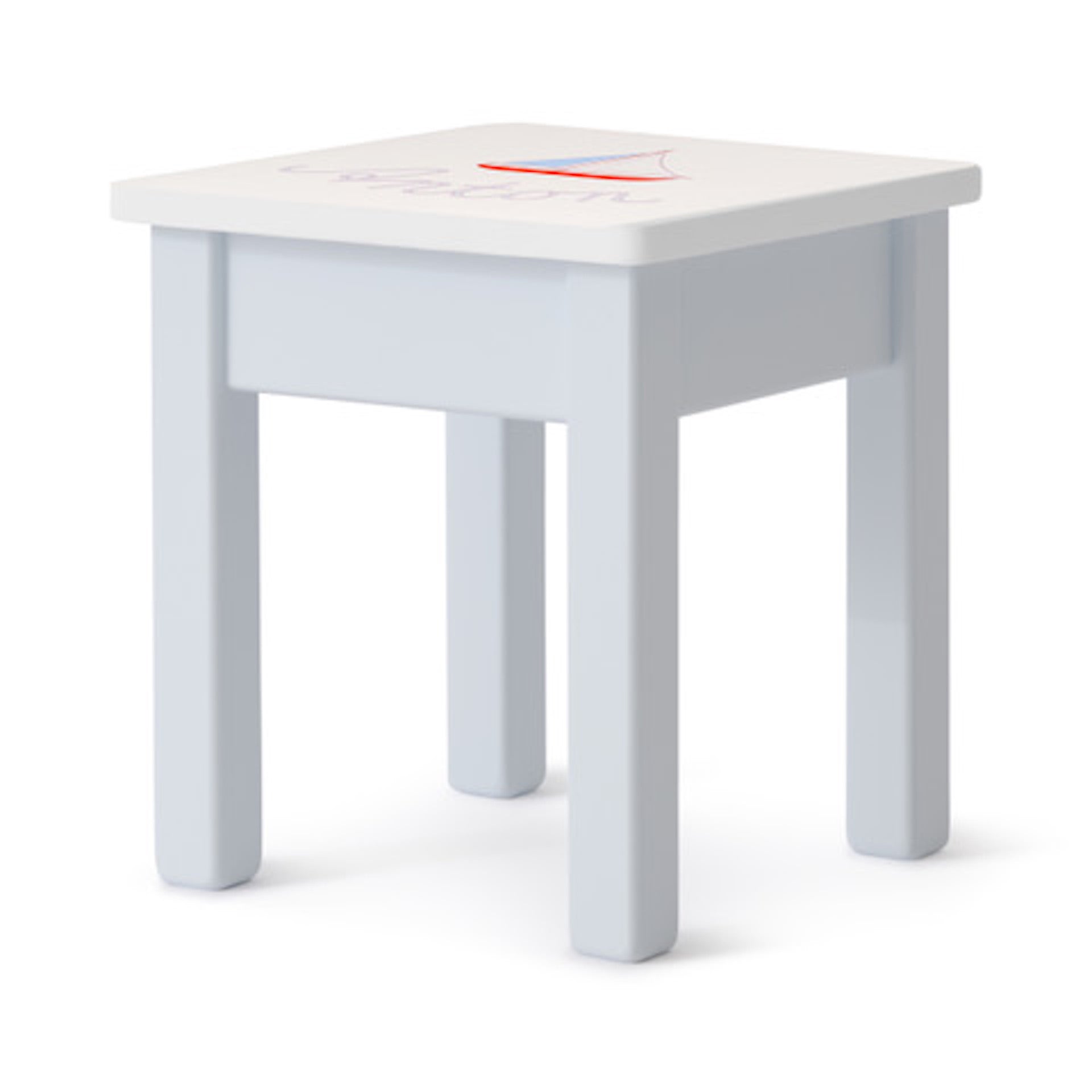 Tabouret pour enfant bleu clair peint à la main