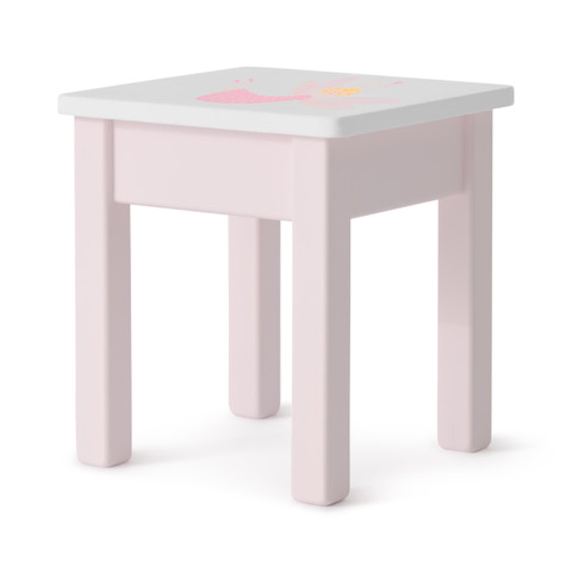 Tabouret pour enfant rose peint à la main